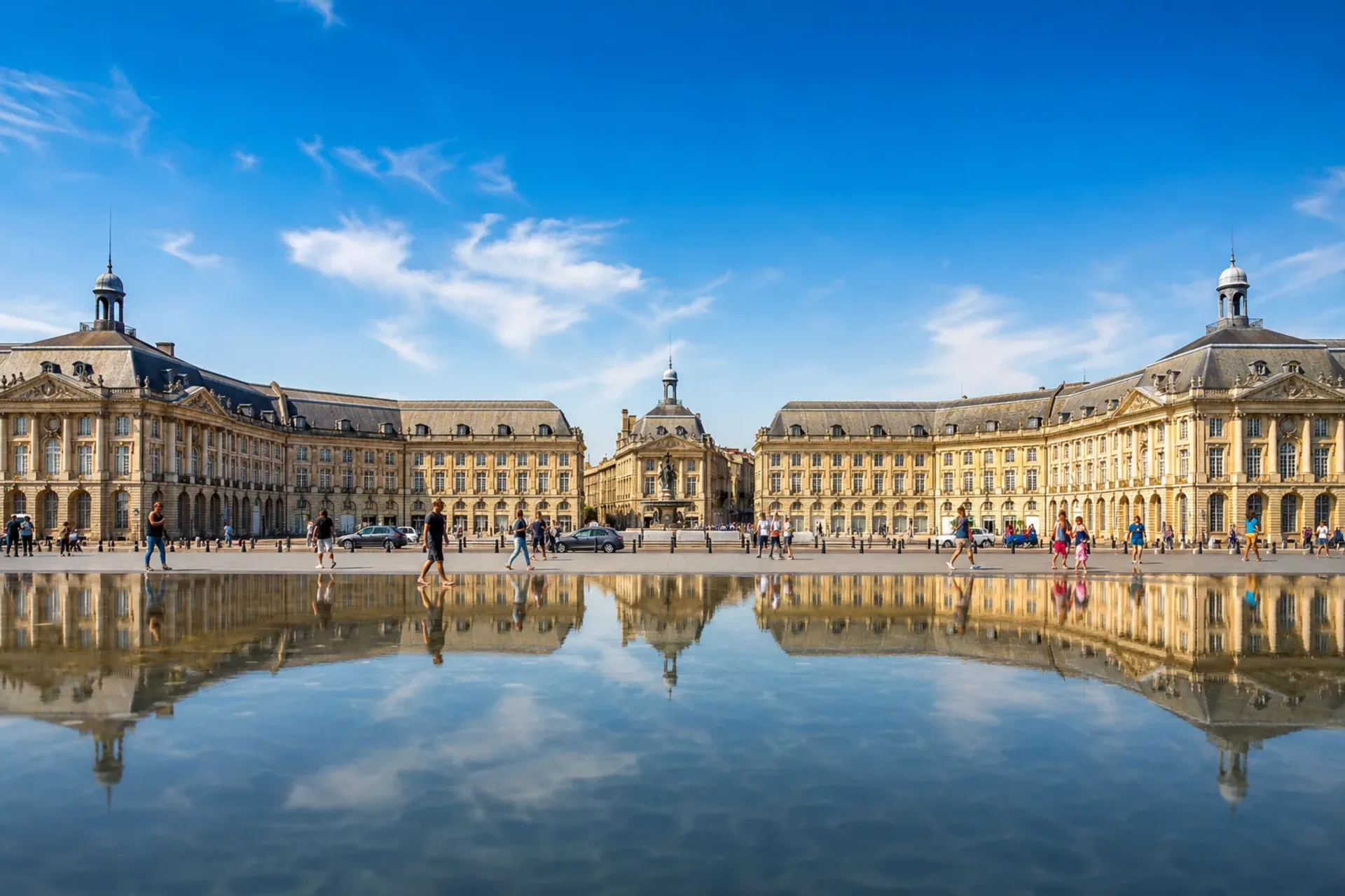 France-The stunning architecture of Bordeaux reflected in the water mirror during our Classic French Escapes cruise.