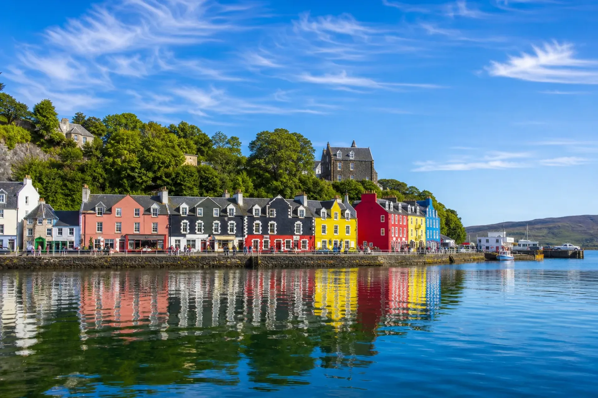 Scotland and Isle of Man-The colourful waterfront buildings of Tobermory seen during a Hebrides Isle of Man cruise.