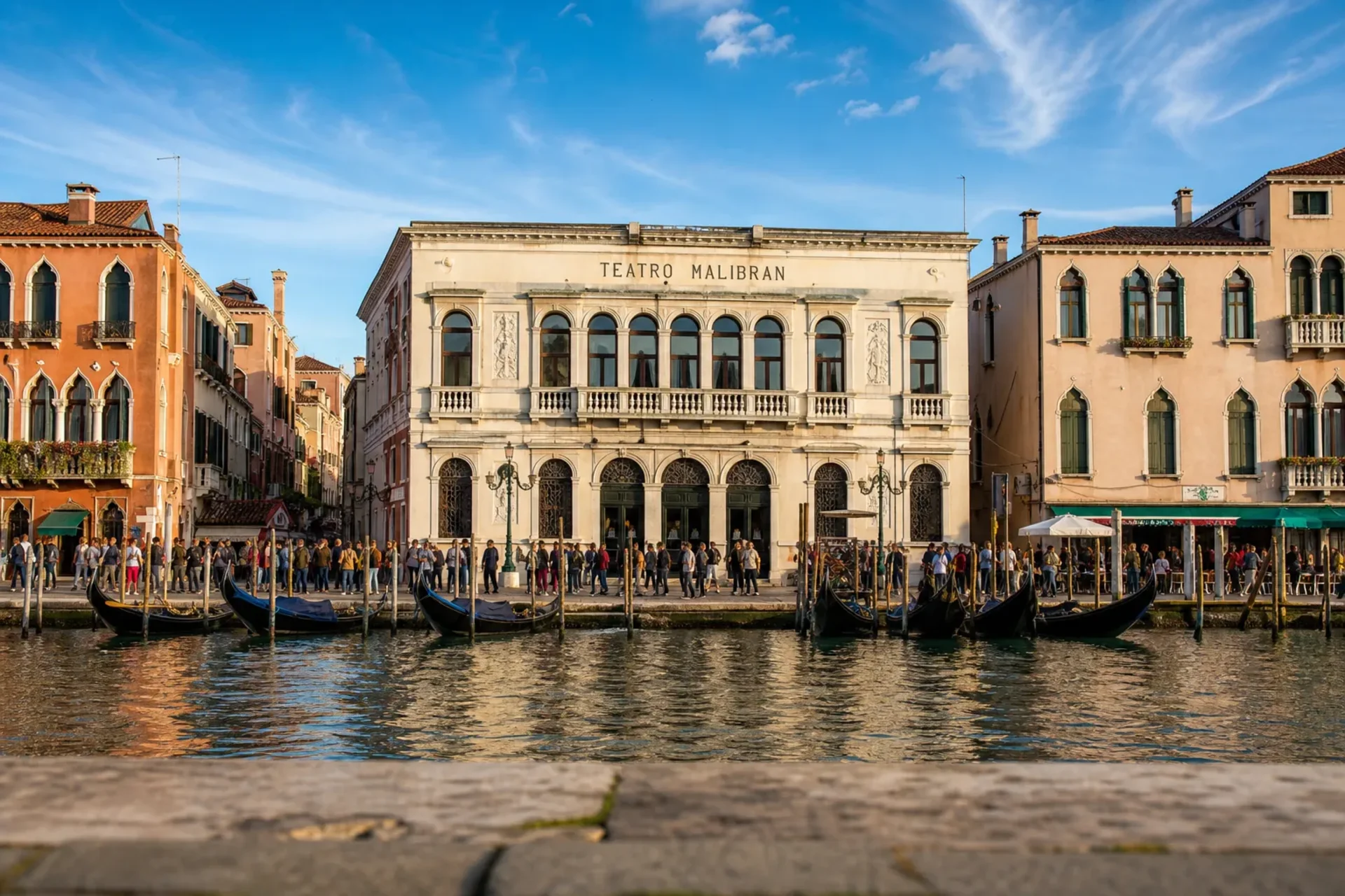Italy-The historic Teatro Malibran facade in Venice, featured on our Opera in Venice cultural tour.